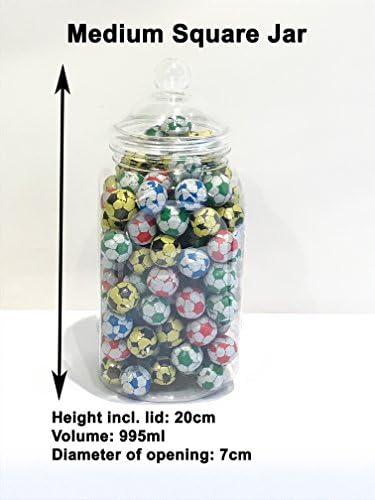 995ml Square Style Food Grade Plastic Sweet Jars with Victorian Lid - 5,10,15,20,25 Wedding, Party (5 Jars)