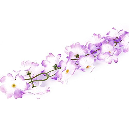 SODIAL(R) 2x Kuenstliche Azalee Girlande Blume Rebe Hochzeits Garten Dekoration lila - 5