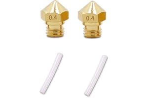 RUIMOU Set of 2 MK10 M7 Extruder Nozzle 0.4 mm and 2 PTFE Hose Kit, for 3D Printer Repair Parts Replacement