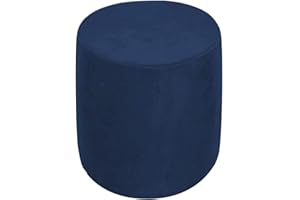 XGANGM Velvet Round Ottoman Stool Cover Stretch Pouffe Cover Round Small Storage Footstool Protector Cover Diameter 31/34/36/37cm Chair Slipcover Washable,Navy blue,31x38cm