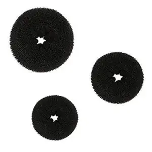 Beaute Galleria 3 Pieces Mini Kids Hair Donut Bun Maker Ring Style Mesh Chignon Ballet Sock Bun (Black)