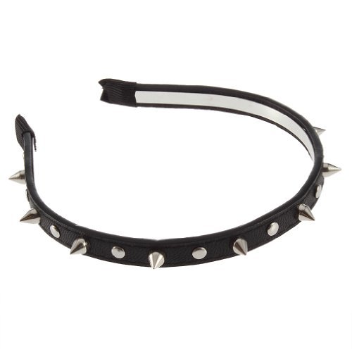 SODIAL(R) New Fashion Faux Leather Headband Spike Rivets Studded Band Party Punk Hair Band Hair clips Clip Hot (Black)