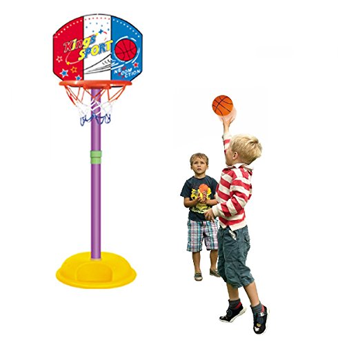 Junior Basketball Hoop Kids Basketball Stand with Net and Ball Outdoor IndoorAdjustable Sport Game Play Set for 3 Years Old and up Toddler Baby Sports Outdoor IndoorAdjustable Sport Fun Toys Activities