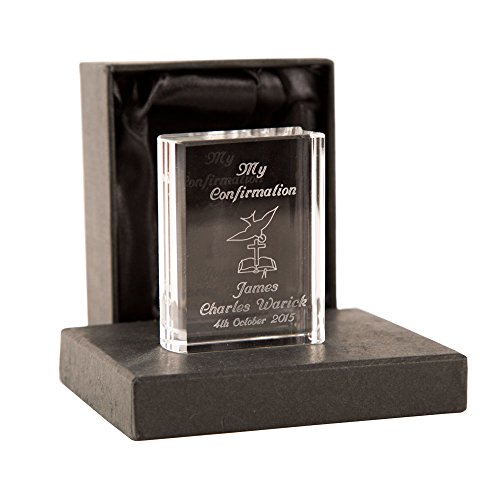 Miniature Crystal Confirmation Book with Dove, Cross and Bible Picture Logo.