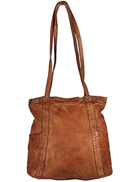 Sierra - Leder Schultertasche Hobobag mit feinen Nieten Used-Look MEDITERRAN URBAN BAG Damen Handtaschen Shopper...