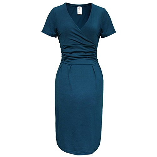 iiniim Women's Maternity Nursing Pregnancy Top Shirt Dress Peacock Blue Small
