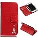 Produktbild Flip Handy Schutzhülle für iPhone7 / iPhone8, Stoßfest Weich PU Leder Damen Herren Karten Magnet Stand Halter Eiffelturm Brieftasche Klappetui (Großes Rot)