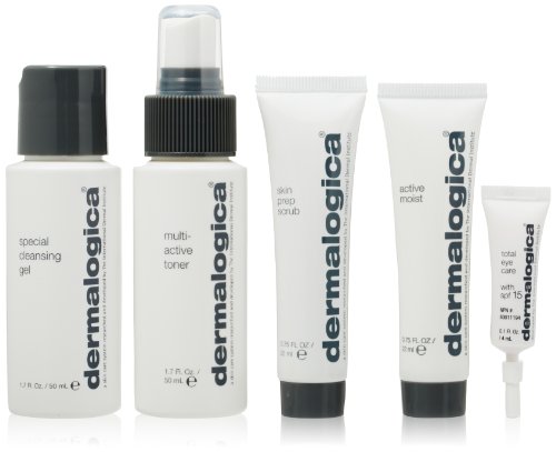 Dermalogica Normal/ Oily Skin Kit: Cleansing Gel + Toner + Face Scrub + Active Moist + Eye Care - 5pcs