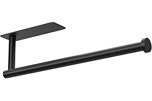 ‎NIFFGAFF Küchenrollenhalter – selbstklebend oder bohrbar, mattschwarzer Papierhandtuchhalter zur Wandmontage für die Küche, Küchenrollenspender aus Edelstahl SUS304 unter dem Schrank