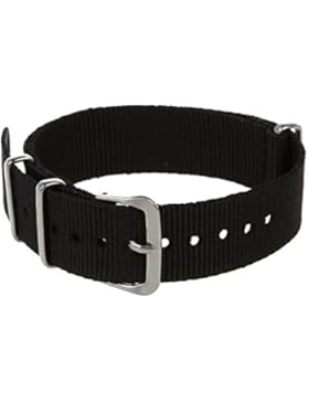 Uhrarmband - TOOGOO(R) Uhr Armband schwarz 18mm Maenner unisex Frauen Nylon-Taste feine Edelstahl 304 rutschig