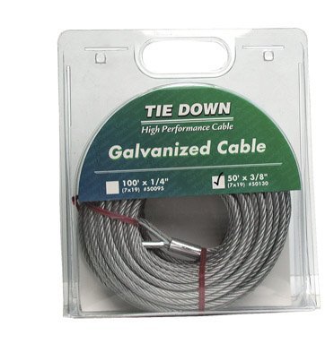 Tie Down de Engineering Pre Cut Galvanized Cable 3/8 7 x 19 50 'by Tie Down