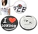 Price comparison product image CKB Ltd 50 x Wholesale Black I Love London Heart Buttons Pin Badges 4.4cm