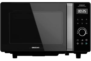 Cecotec Microondas sin Plato Digital GrandHeat 2500 Flatbed Touch Black. 800 W, Capacidad 25 L, Panel de Control Táctil, 8 Funciones Preconfiguradas, Temporizador, Bloqueo de Seguridad