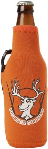 Hat Trick Openers Bottle Cooly Combo with Attached Big Buck Country Logo, Orange Neoprene