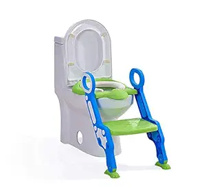 LAFILLETTE Baby Comfort Foldable Toilet Ladder Seat, Non-Slip Foldable Ladder Potty Training Toilet Seat Stool Boys Girls Kids Toilet Ladder(Green)