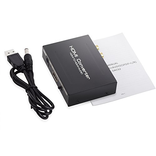 Digital Analog Wandler Digitaler HDMI zu HDMI SPDIF Toslink RCA L/R Audio Konverter Adapter – HDMI Audio Extractor Splitter 2.0 – Digitales 5.1 Toslink – SPDIF & L/R Stereo Audioausgang mit USB Kabel unterstützt 1080P für Apple TV Blu-ray DVD-Player Xbox One Sky HD Box (NICHT für 4K Geräte) – Schwarz - 6