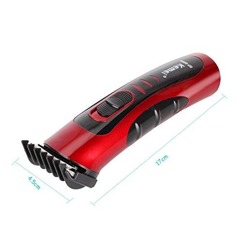 KYG Profi Elektrischer Haarschneidemaschine Haar Clipper Trimmer Haarschneider mit Ladestation und 5 Aufsätzen Rot/Schwarz - 2