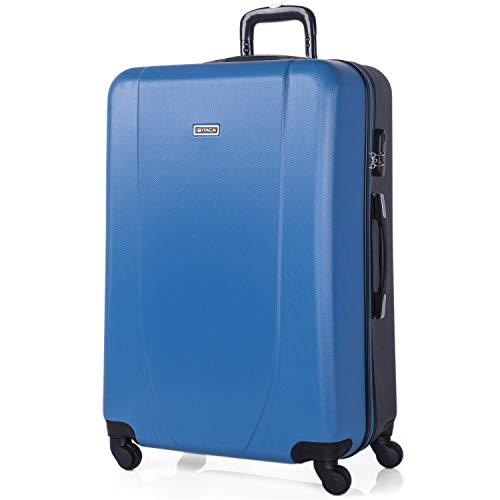 ITACA - 70 cm großen XL ABS Trolley Koffer. Starre, langlebig, robust und super leicht. Teleskopgriff, 2 versenkbare Griffe. 4 Räder. Größe XL. 71170, Color Blau-Anthrazit