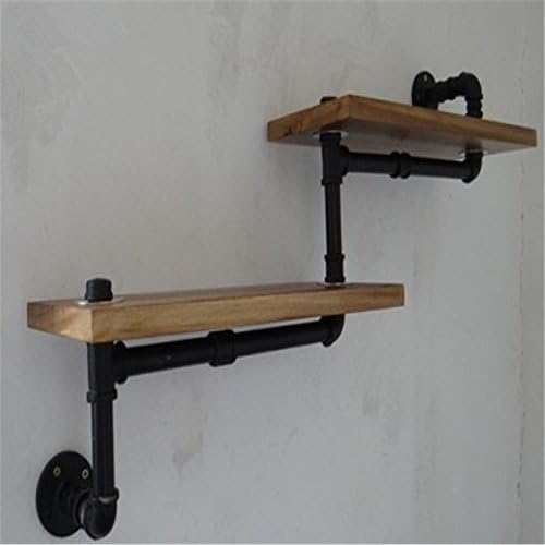 GUJJ Iron Wall Mount Bulkhead Shelving System Retro Industrial Water Pipes Bookshelves Wall Racks