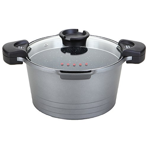 ROSSETTO Cuiseur à pâtes 28cm, 8L, Gris Argenté, Revêtement Anti-Adhérent, Fonte Aluminium Tous Feux Dont Induction (Gris Argenté) (28cm)