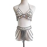 Hecho de cristales y aleaciones de alta calidad, elegante y hermoso collar con cadena, sujetador y accesorios de cadena de cintura.