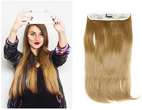 Bombshell 24" 5 Clips Straight One Piece Half Head Clip On Hair Extensions Wig (M25 ASH GOLDEN BROWN)