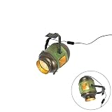 ✔ PVP: EUR 109,00 QAZQA Retro/Vintage Plafón vintage foco de cine verde envejecido y bronce - BYRON Metálica Otros Adecuado para LED Max. 1 x Watt