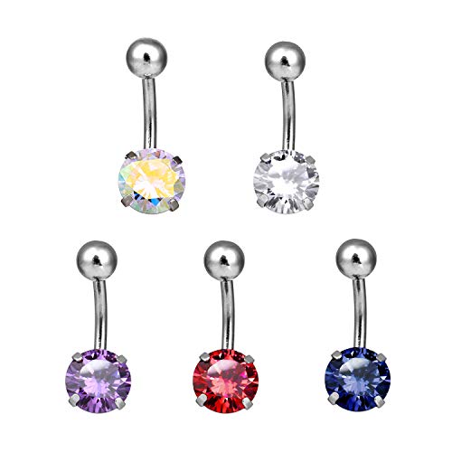 Preisvergleich Produktbild 5 Stück Nabelpiercing Titan bauchnabelpiercing Edelstahl Bauch Button Ring Body bauchnabel Bauchnabel Piercing Kristall DQ-4