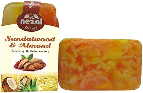 Nezal's Handcrafted 100% Natural Herbal Sandalwood &amp; Almond Bathing Soap - 4.2 Ounce