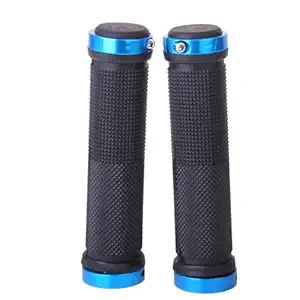 FASTPED Plastic Pair Cycling Lock-on Anti-Slip Bicycle Handlebar Handle Grips for MTB BMX (Blue)