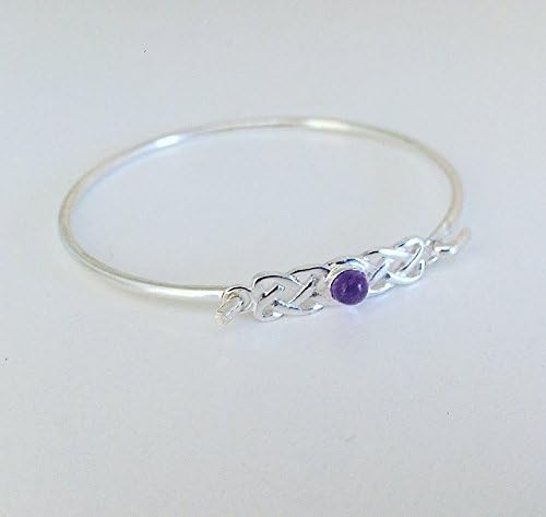 Sterling silver celtic amethyst bangle