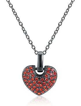 Rot kristall Herz Anhänger HIP HOP Schmuck High poliert schwarz gun Kette Halskette