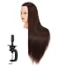 Hairginkgo 26"- 28" Cosmetology Mannequin Manikin Synthetic Fiber Training Head Doll Head with Clamp (Dark Brown)