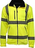 Elástico Puños Chaqueta de trabajo reflectante para hombre, de alta visibilidad, de forro polar, Hombre, color amarillo, tamaño XXX-Large