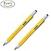 Price comparison product image ETCBUYS Stylus Pen 6-In-1 Combo Pen, Functions As Touchscreen Stylus, Ballpoint Pen, 4" Ruler, Level, Phillips Screwdriver & Flathead for All Smartphones & Tablets - Yellow - 2 Piece