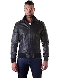 D'Arienzo - Bomber - Giacca in Pelle Nappa Nera Made in Italy