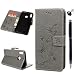 Produktbild Honor 8X Handyhülle Huawei Honor 8X Hülle Case PU Leder Tasche Lotusblume Muster Flipcase Cover Silikon Schutzhülle Handytasche Ledertasche Skin Ständer Klapphülle Schale Bumper Magnetverschluss-Grau
