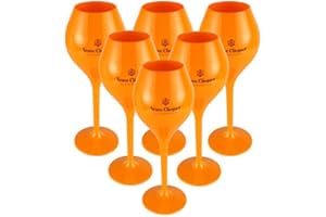 Veuve Clicquot Set di 6 bicchieri da champagne, tazza da champagne ricca, giallo acrilico, taglia S, 260 ml