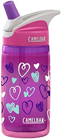 Camelbak Eddy Kids Spill Proof Insulated Water Bottle 0.4L (12oz) - Pink Hearts
