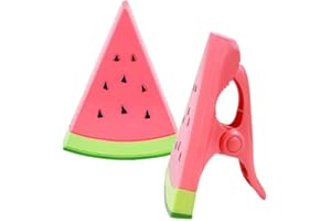 SHARHARGE 2 Pack Watermelon Towel Clips,Large Beach Chair Towel Clip Heavy Duty Laundry Clothes Pegs Novelty Watermelon Pattern Clothes Pegs for Beach Pool Cruise Chairs Sunbeds (Watermelon Style)