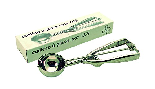 détail Cuillère portionneuse professionnelle à pince MATFER. Cuillère à glace ronde. Diamètre 67 mm.