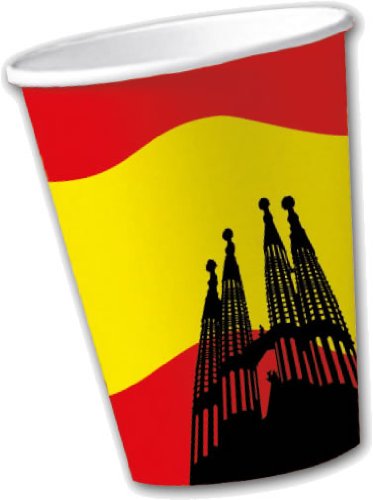 40 tlg. SPANIEN-Set Pappteller + Servietten + Pappbecher für Party und Geburtstag // Teller Becher Essen Pappe Geschirr Deko Dekoration Einweg Mottoparty Spanische Nacht Espana - 3