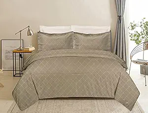 Rayna Decor Premium Cotton Soft Satin Weave 200 TC Printed Double Bed Sheet with 2 Pillow Covers (90X100 Inches),Smoky Brown
