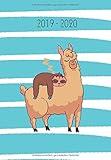 2019 - 2020: August 2019 -Juli 2020 / Schülerplaner / Schülerkalender / Hausaufgabenheft mit Datum im Punkteraster Stil / Faultier und Lama by Paualas Kalender