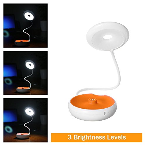 tragbare Schreibtischlampe, dimmbar 4-Modi einstellbare berührungsempfindliche Steuerung Tischlampen, USB wiederaufladbar, flexibler Hals, drahtloses Nachtlicht für Bett, Lesen, Kinder, blau & weiß - 2