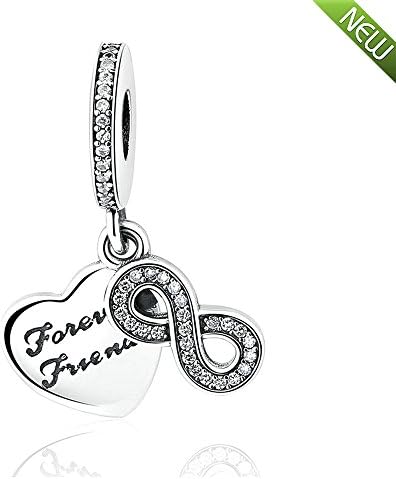 European Fashion Autumn Forever Friends Charms with Clear Cubic Zirconia 100% 925 Sterling Silver Fits for Pandora Bracelet Bead DIY Jewelry (1PCS)