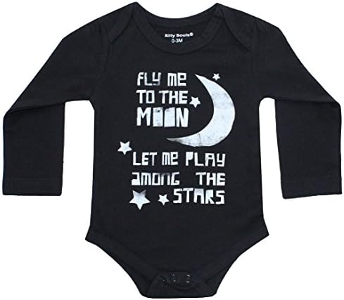 Silly Souls Fly Me to The Moon Baby Onesie Boy/Girl Black 3-6 Months