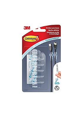 Command Petits Clips Câble Ronds Transparents, 4 Clips 5 Languettes