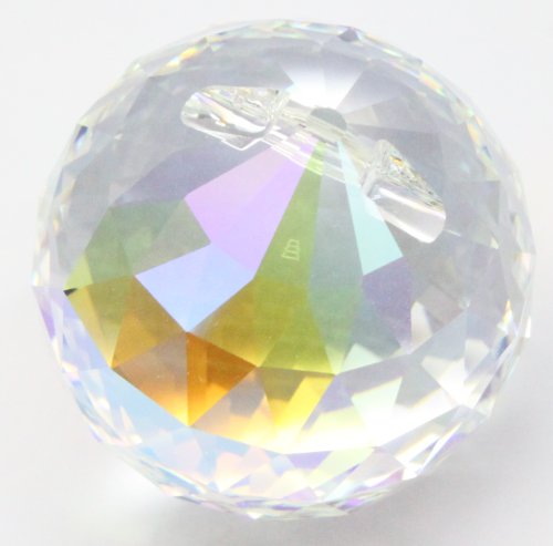 Kristallset: Kristall Kugel 40mm Effekt: Aurore Boreal (AB; Regenbogenfarben) von Swarovski Kristalle mit Rieser® Aufhängeset Feng Shui Kristallglas Set Regenbogenkristall - 4