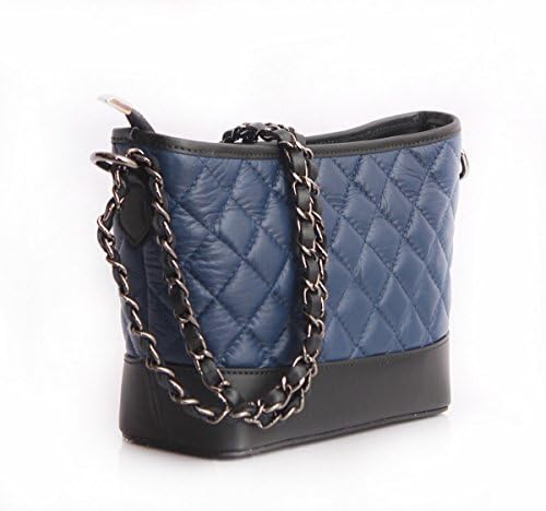 Beautiful Quilted Italian Leather Designer Inspired Two Tone Hobo Handbag(Dark Blue)